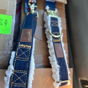 Wrangler Denim and Sherpa Dog Collar and Leash set